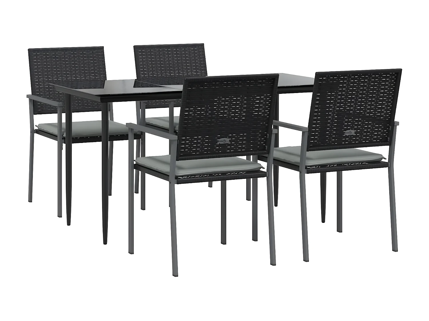 Ensemble à manger de jardin 5 pcs coussins résine tressée acier GFDF47965