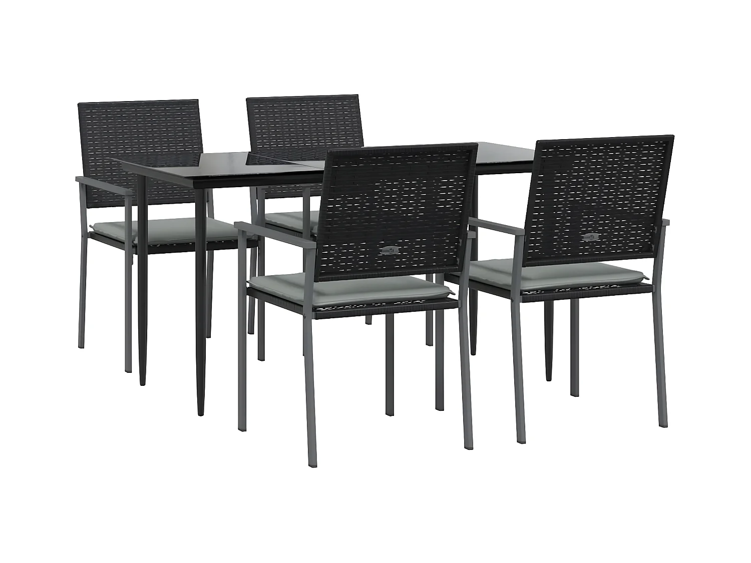 5 pcs conjunto de jantar p/ jardim c/ almofadões vime PE e aço PT808271