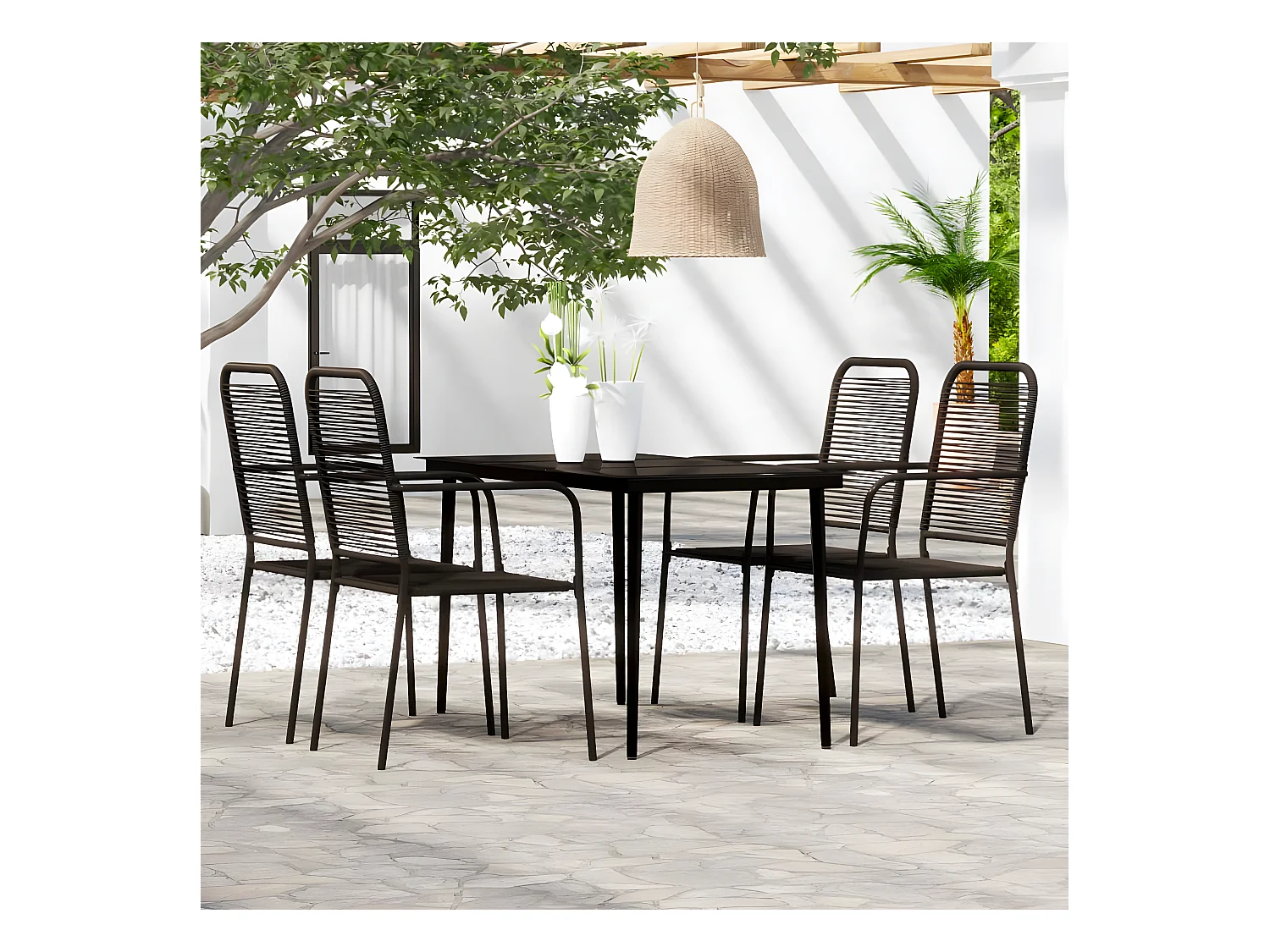 5-tlg. Garten-Essgruppe,Gartensitzgruppe Schwarz -gkd14684