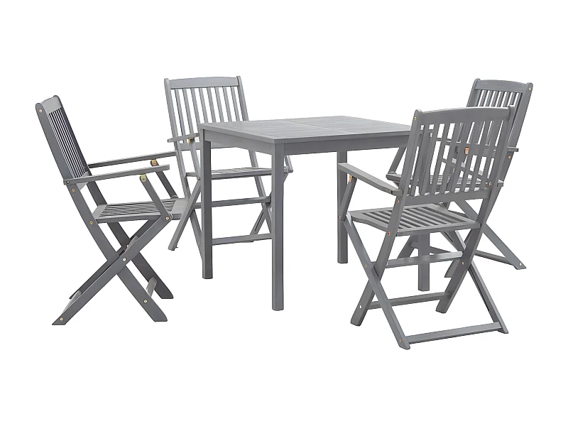 Salle à manger de jardin 5 pcs Bois d'acacia massif Gris BE34361