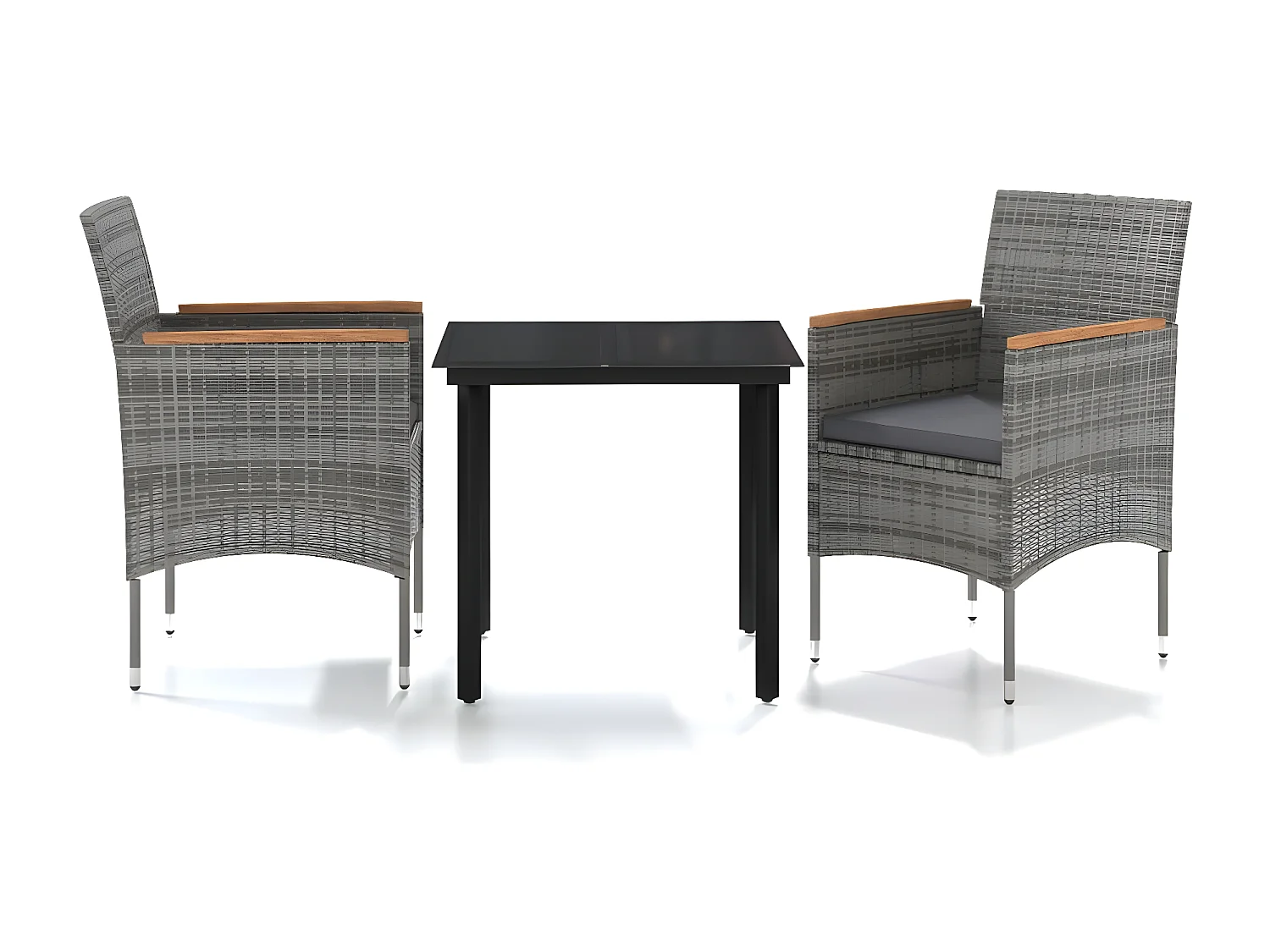 Salle à manger de jardin avec coussins 3 pcs Gris et noir GFDF57177