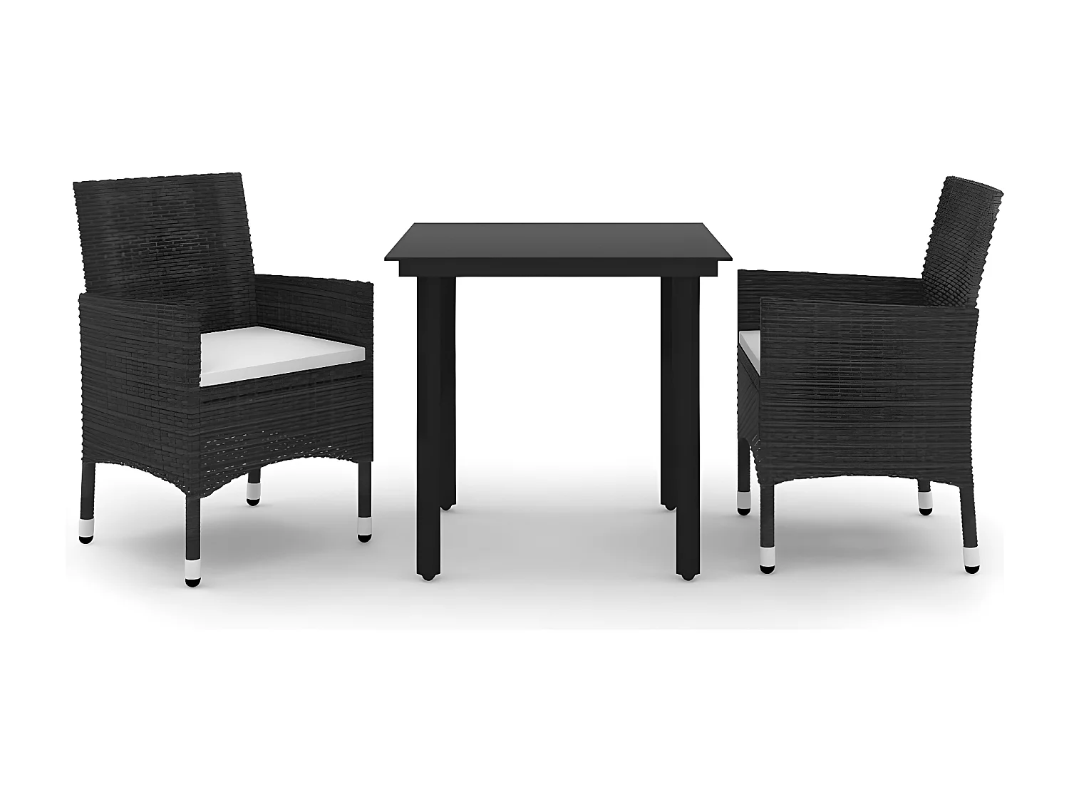 Salle à manger de jardin coussins 3 pcs Résine tressée Verre BE11737