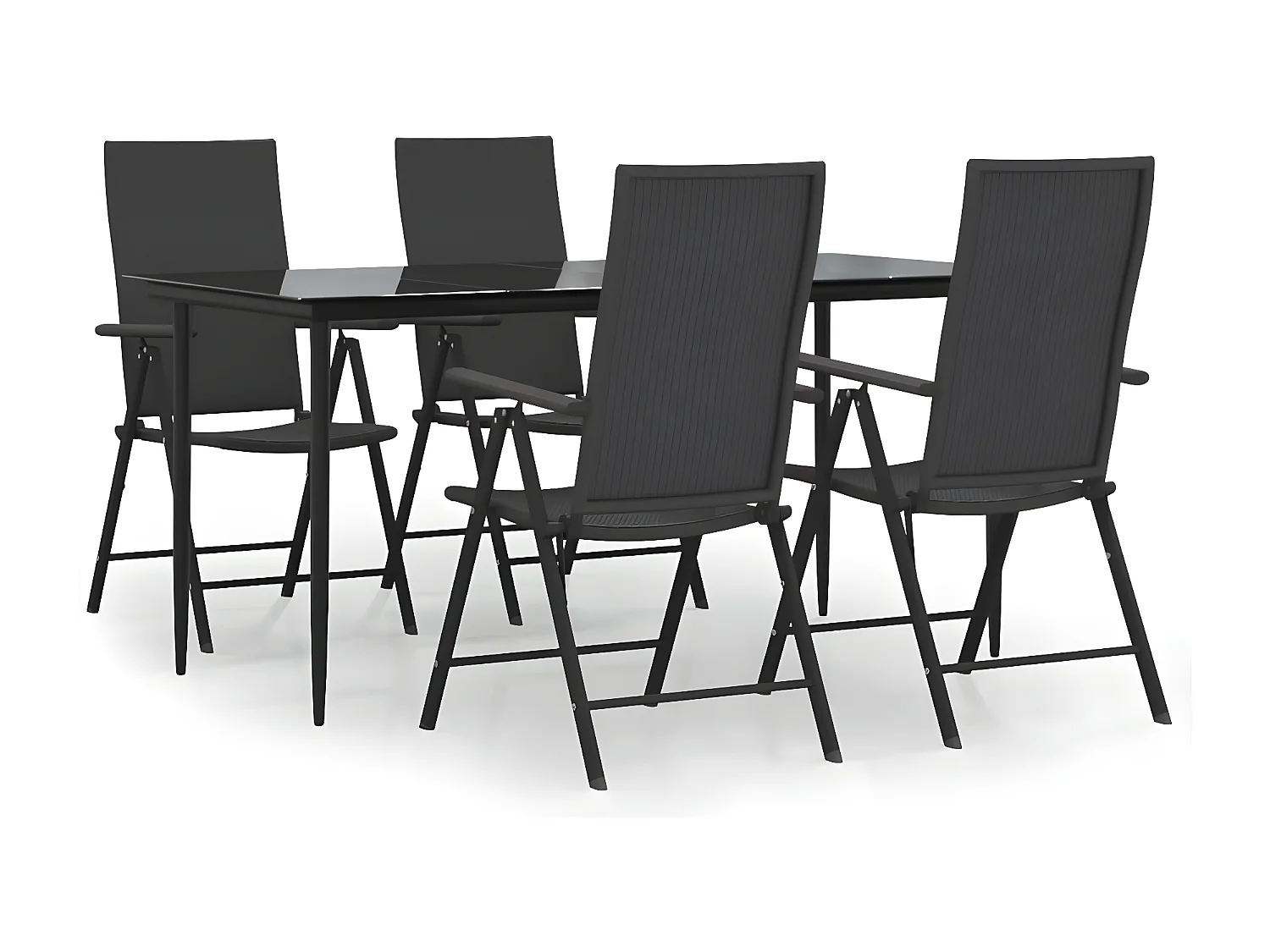 Ensemble à manger de jardin 5 pcs Noir Résine tressée BE40452
