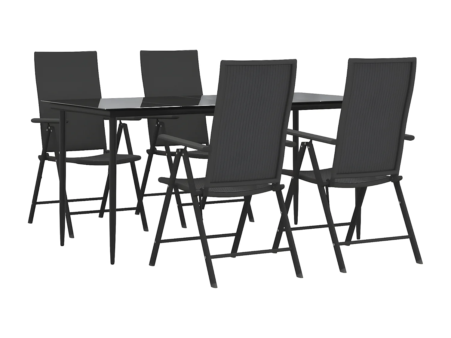 Ensemble à manger de jardin 5 pcs Noir Résine tressée BE40452