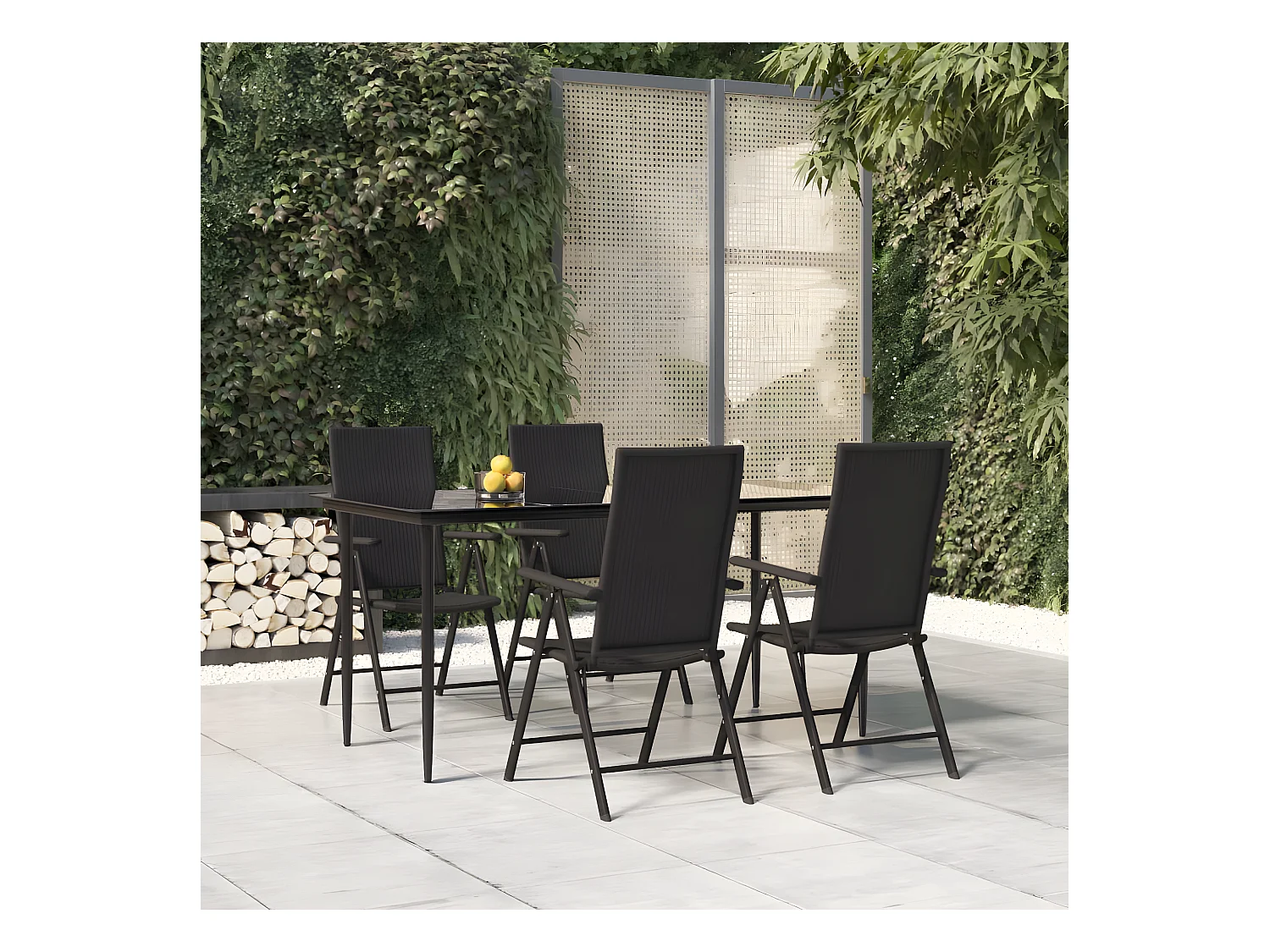 Ensemble à manger de jardin 5 pcs Noir Résine tressée BE40452