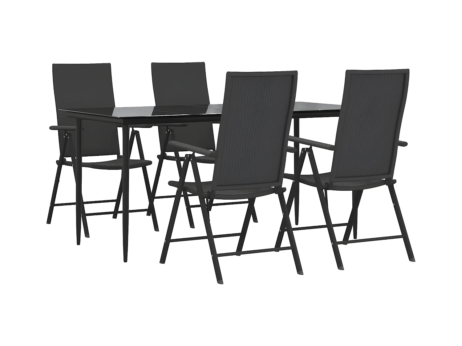 5-tlg. Garten-Essgruppe,Gartensitzgruppe Schwarz Poly Rattan -gkd16138