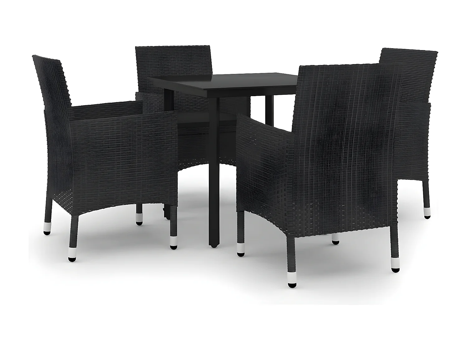 5-tlg. Garten-Essgruppe,Gartensitzgruppe mit Auflagen Poly Rattan und Glas -gkd15808