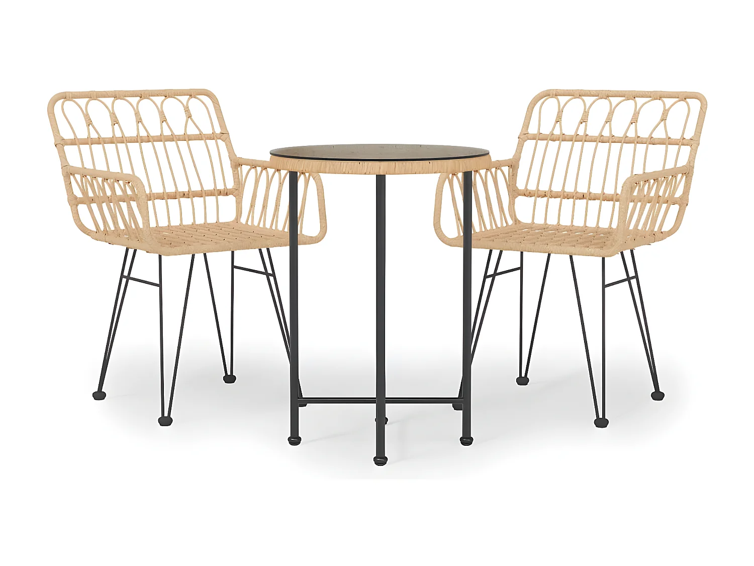 Ensemble à manger de jardin 3 pcs Résine tressée BE18894