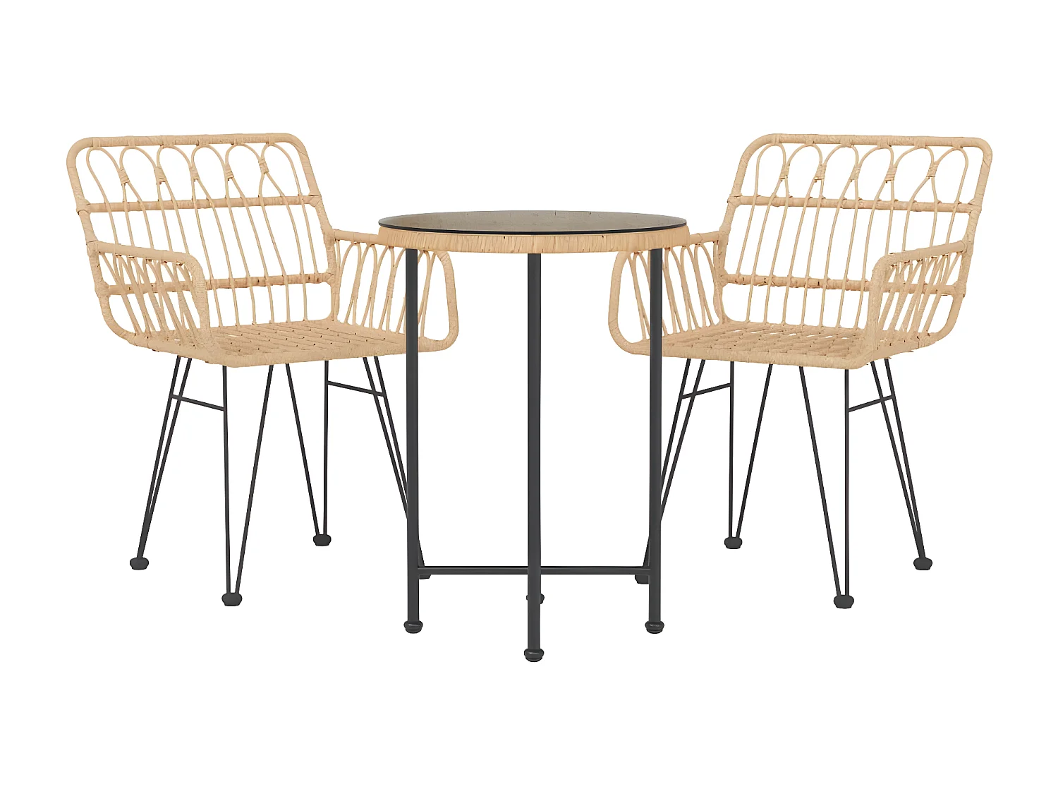 Ensemble à manger de jardin 3 pcs Résine tressée BE18894