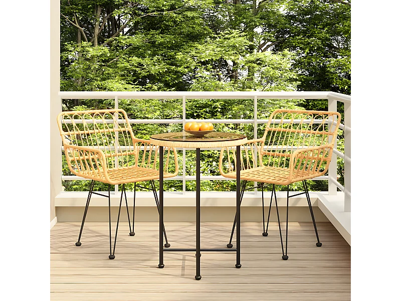 Ensemble à manger de jardin 3 pcs Résine tressée BE18894