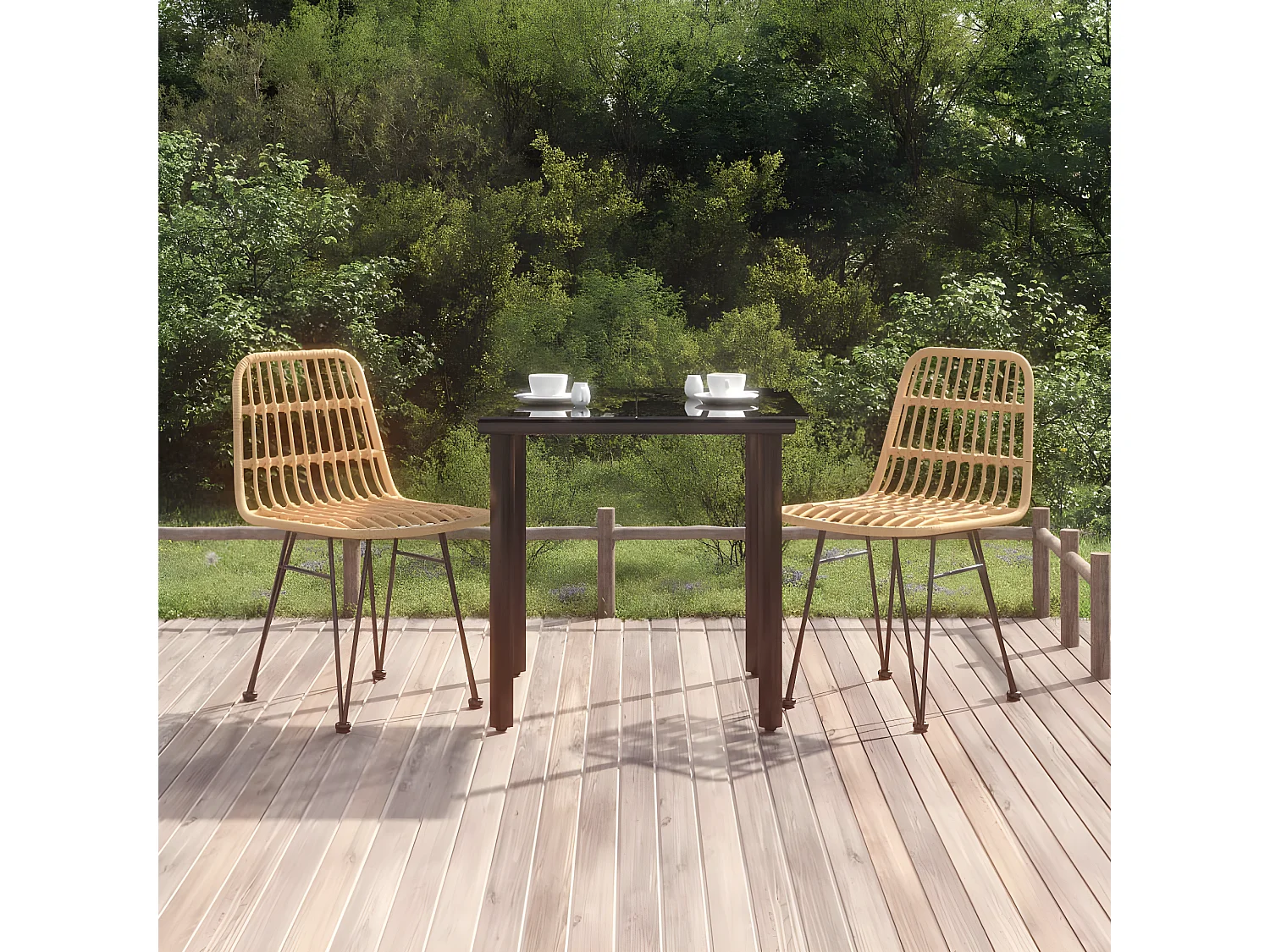 3-tlg. Garten-Essgruppe,Gartensitzgruppe Poly Rattan -gkd37186