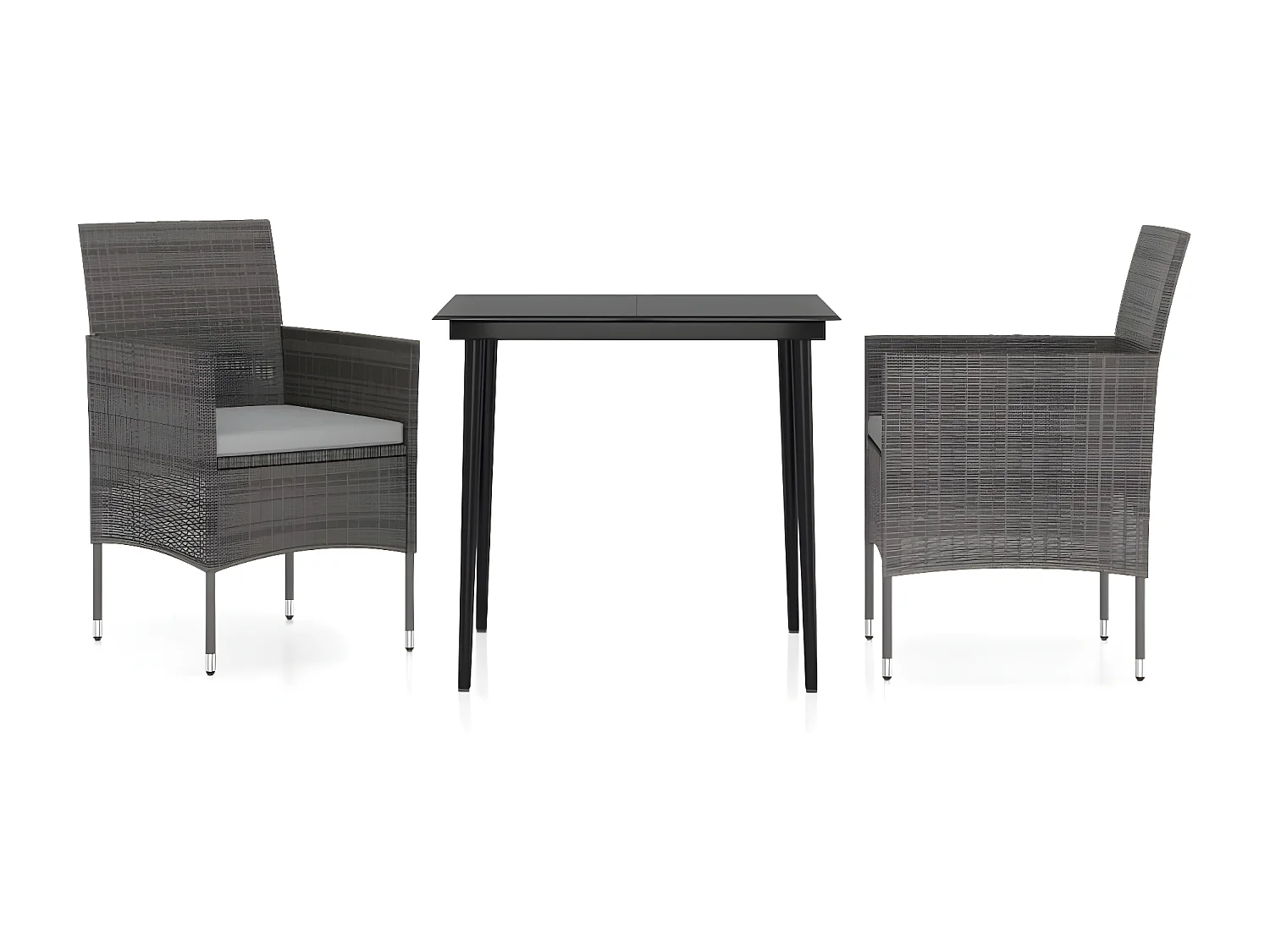 Ensemble de salle à manger de jardin et coussins 3pcs Gris/noir BE12499