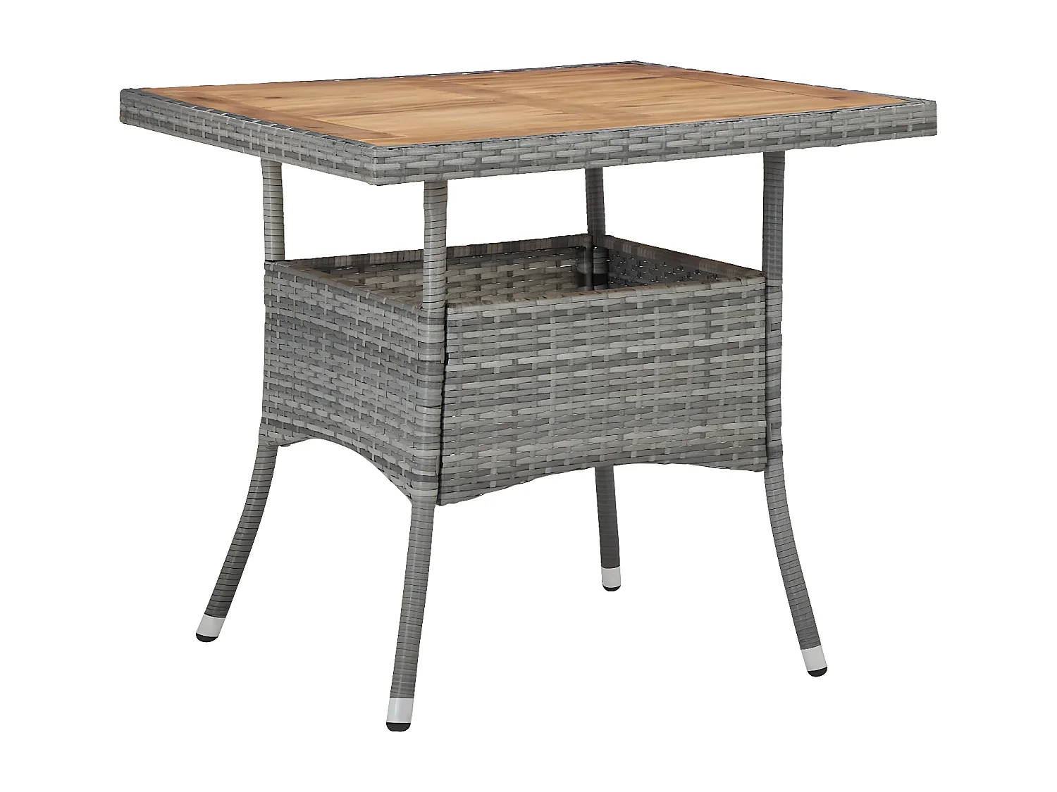 3-tlg. Garten-Essgruppe,Gartensitzgruppe Grau Poly Rattan und Akazienholz -gkd59702