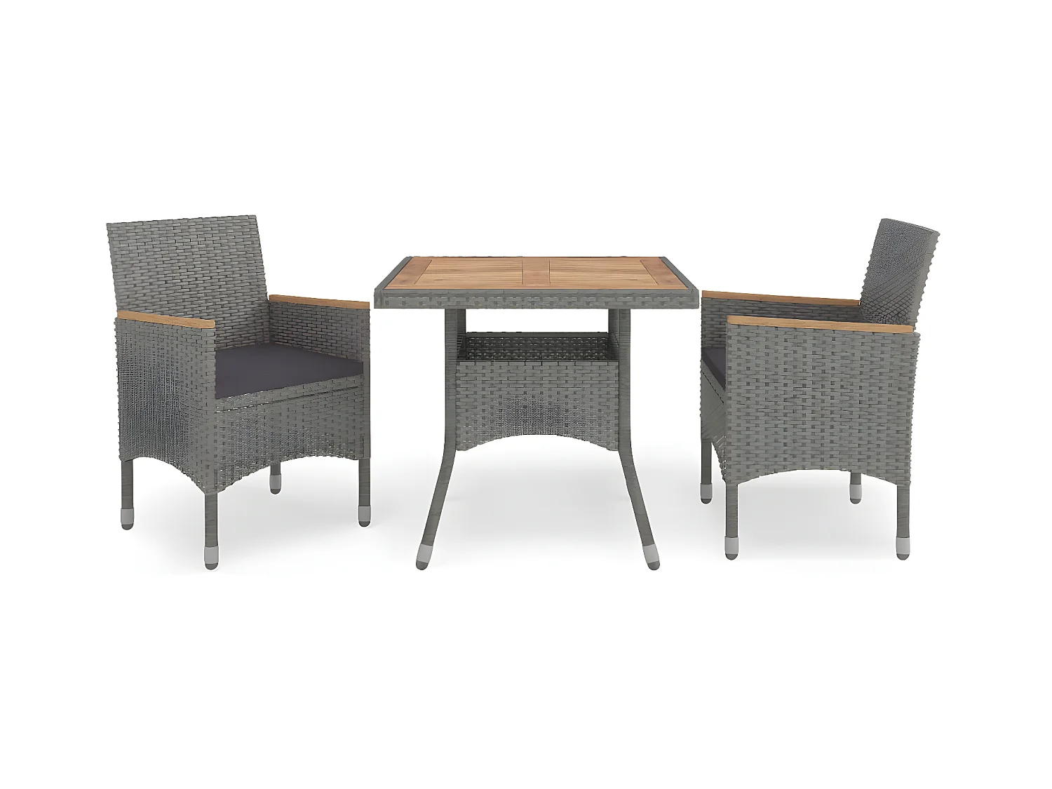 Ensemble à dîner de jardin 3 pcs Gris Résine tressée et acacia GFDF18115