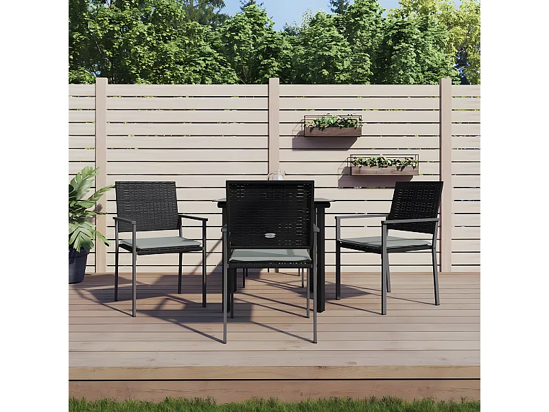 5-tlg. Garten-Essgruppe,Gartensitzgruppe mit Kissen Poly Rattan und Stahl -gkd90451