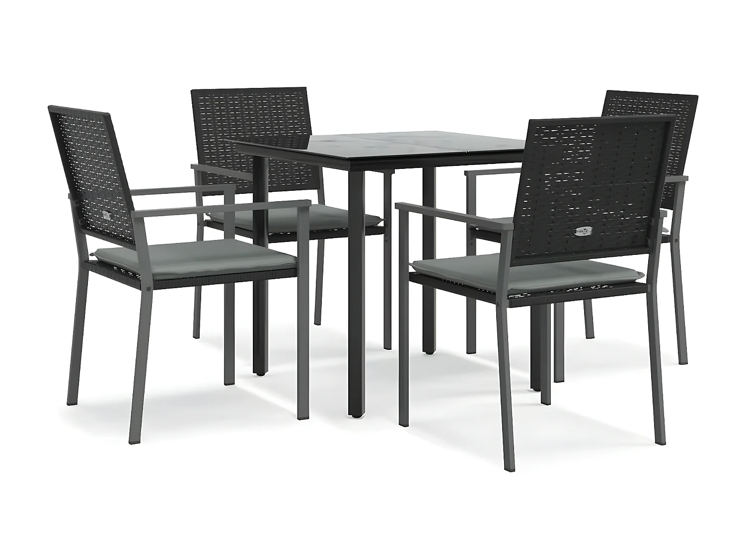 5-tlg. Garten-Essgruppe,Gartensitzgruppe mit Kissen Poly Rattan und Stahl -gkd90451