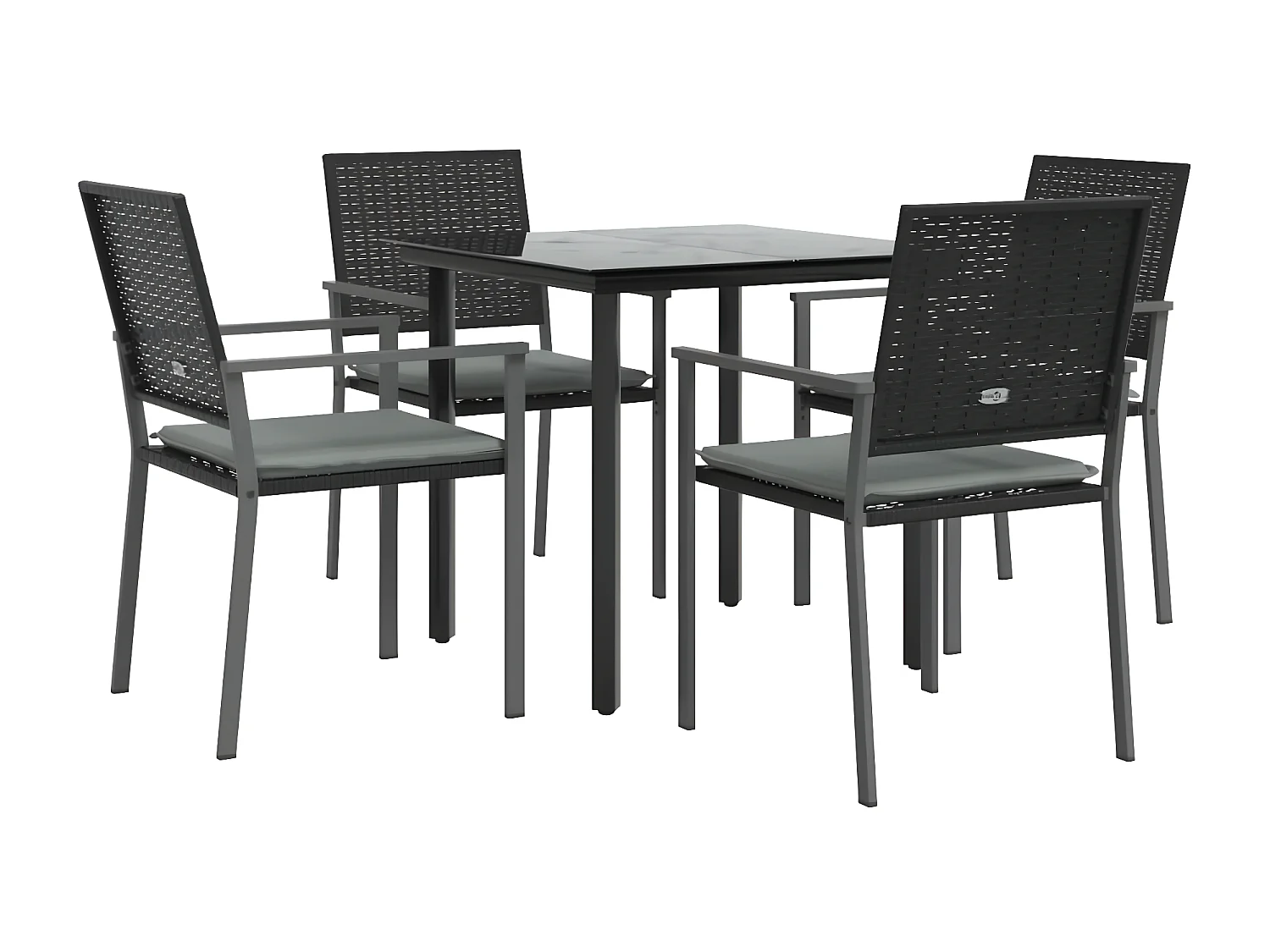 5-tlg. Garten-Essgruppe,Gartensitzgruppe mit Kissen Poly Rattan und Stahl -gkd90451