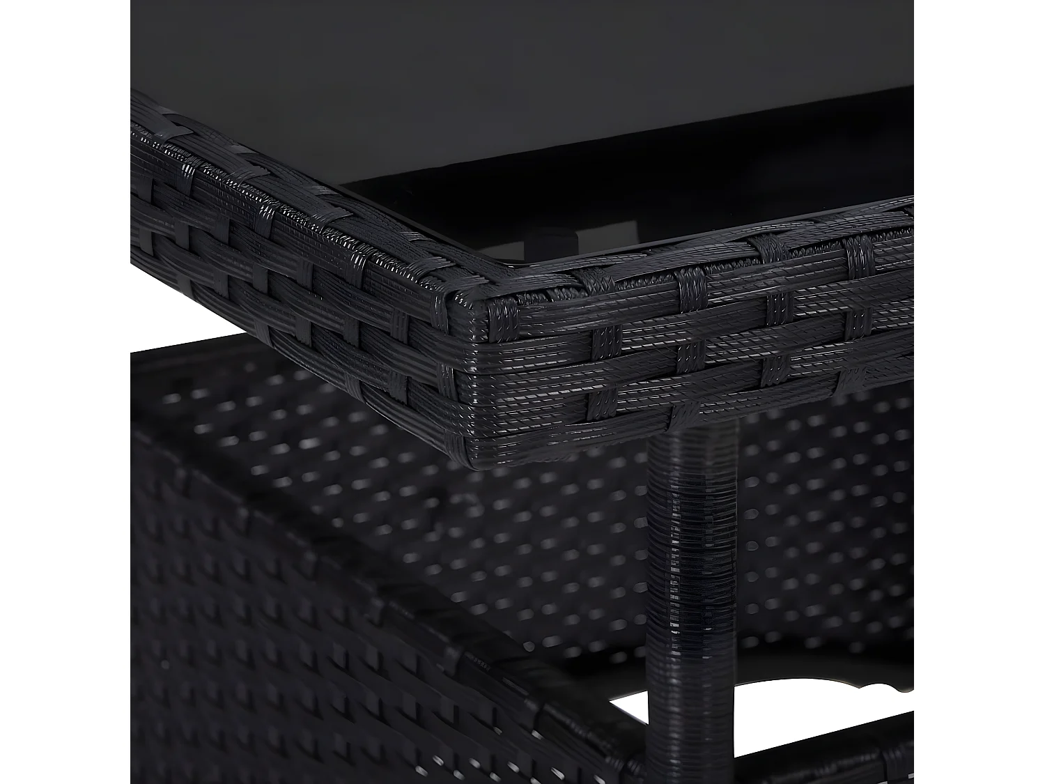 Comedor de jardín 3 piezas ratán sintético negro y acacia  YOE87854