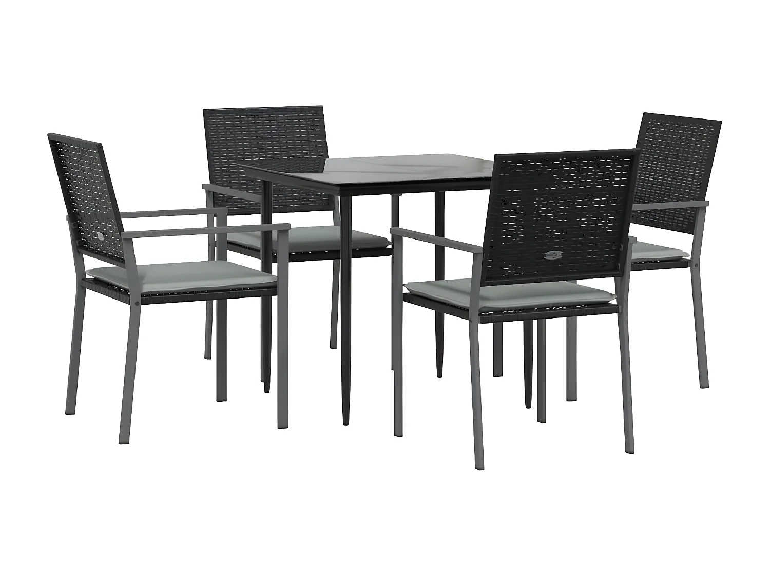 Comedor de jardín 5 piezas y cojines ratán sintético y acero YOE72978