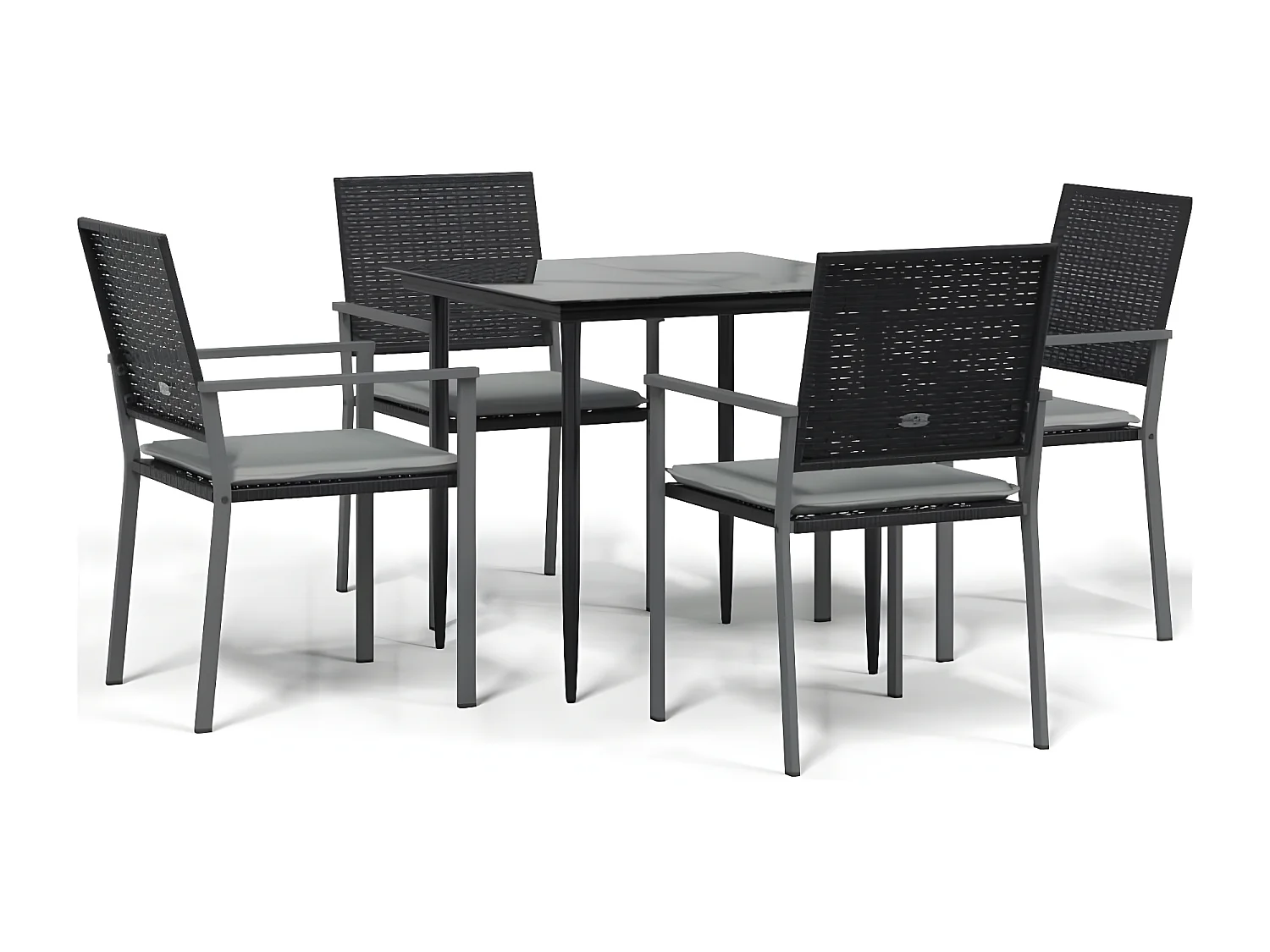 Comedor de jardín 5 piezas y cojines ratán sintético y acero YOE72978