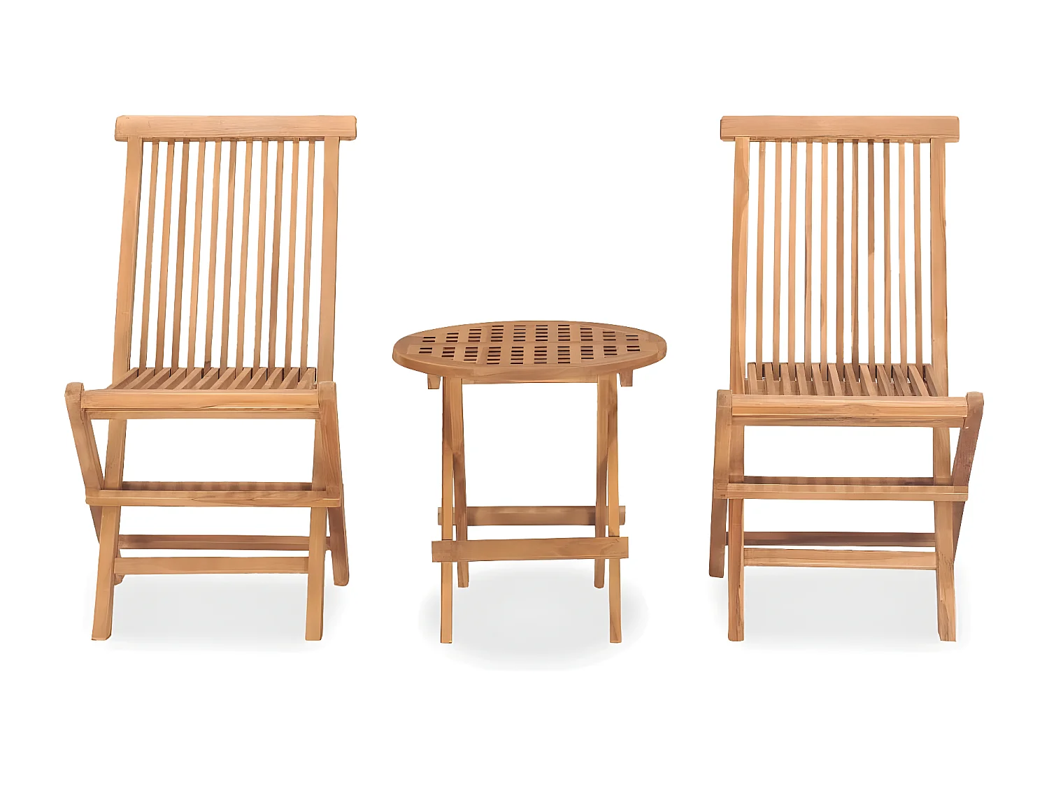 Comedor de jardín plegable 3 piezas madera maciza de teca YOE94957