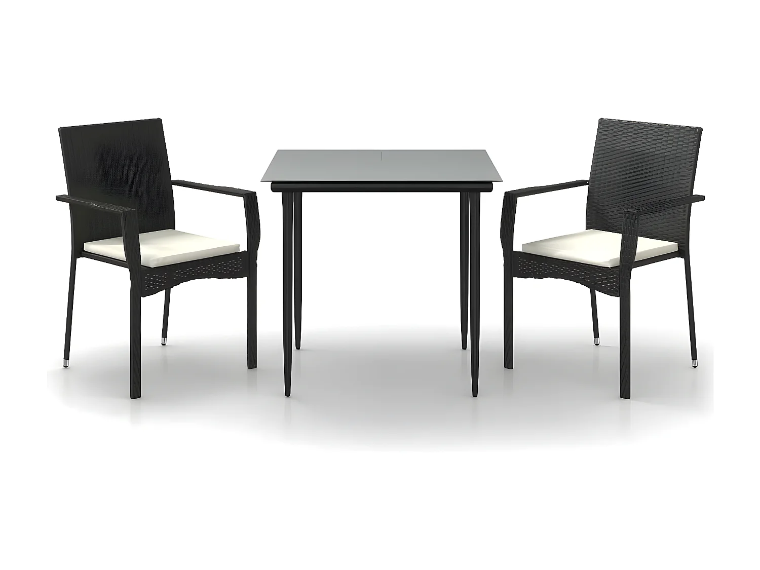 Ensemble à manger de jardin avec coussins 3 pcs Noir BE65701