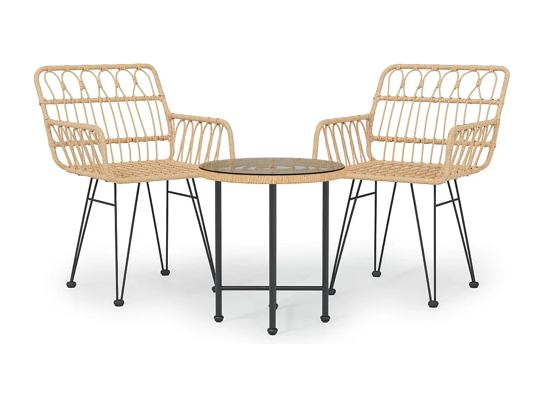 Ensemble à manger de jardin 3 pcs Résine tressée BE31209