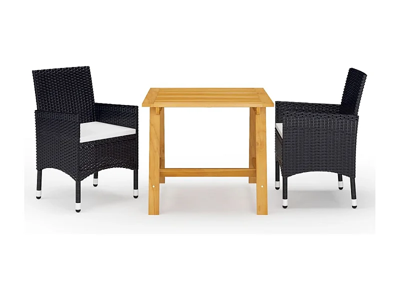 Comedor de jardín de 3 piezas negro YOE53430