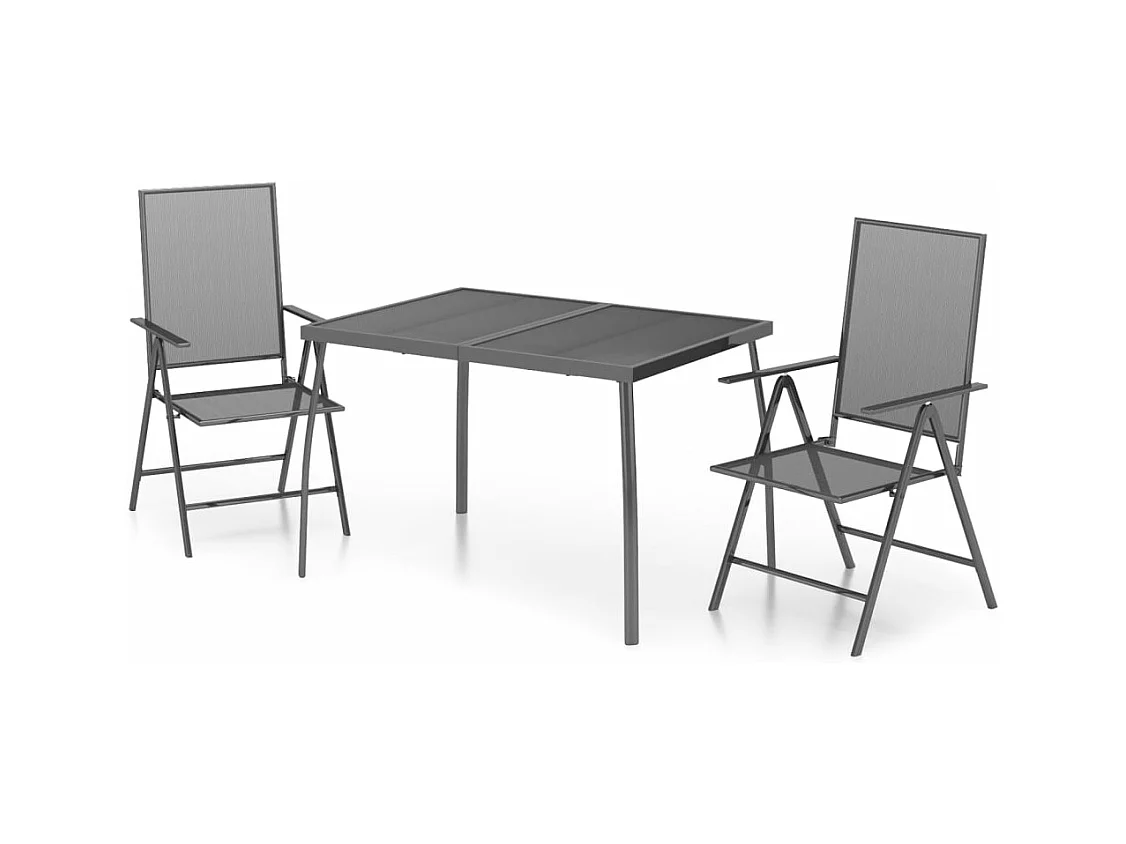 Comedor de jardín 3 piezas acero gris antracita YOE34398