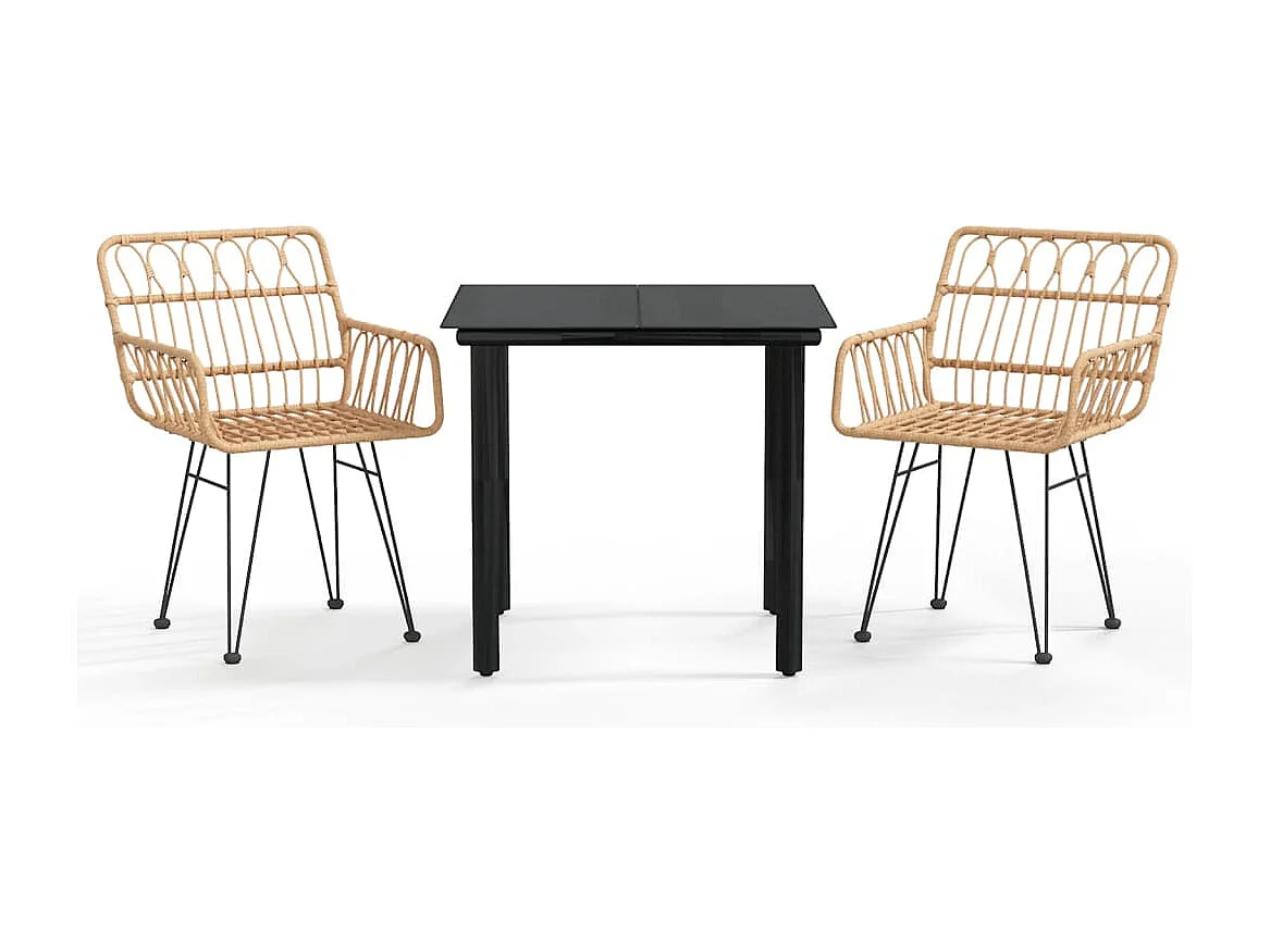 Comedor de jardín 3 piezas ratán sintético YOE30882
