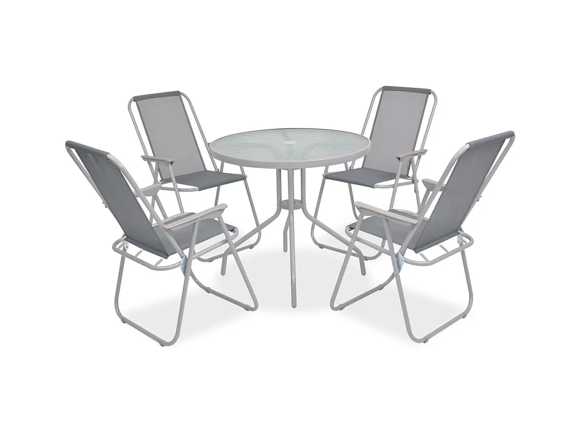 Comedor de jardín 6 piezas acero y textilene gris YOE35972