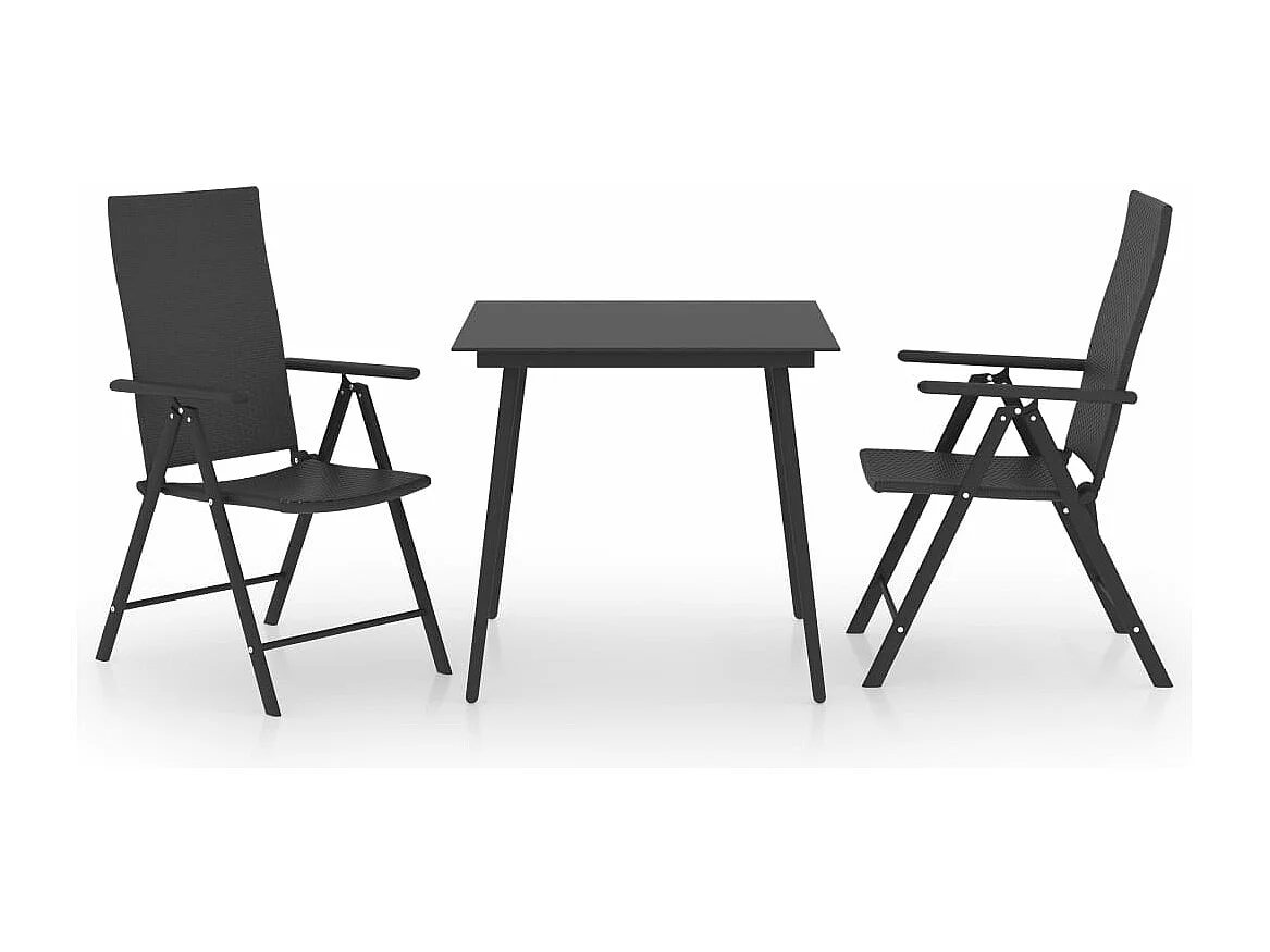 Comedor de jardín 3 piezas negro YOE59295
