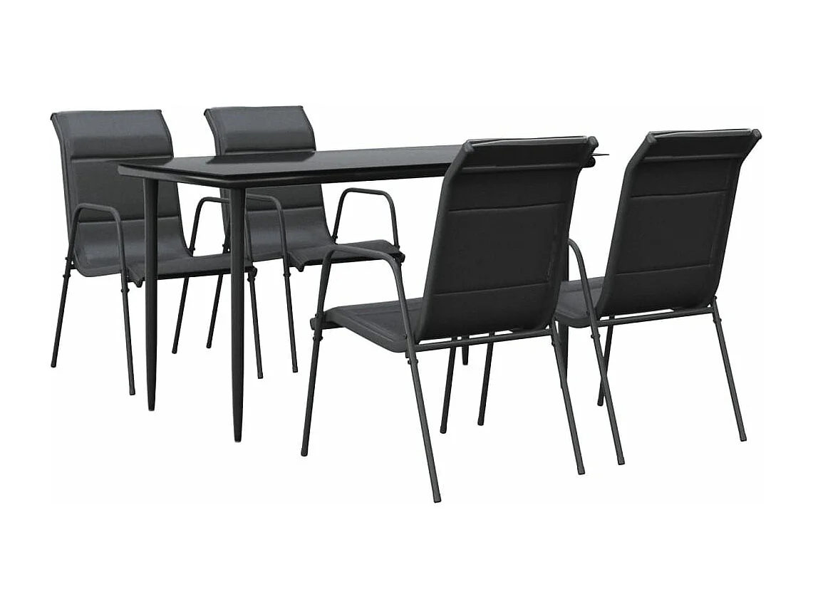 Ensemble à manger de jardin 5 pcs noir textilène et acier GFDF72230
