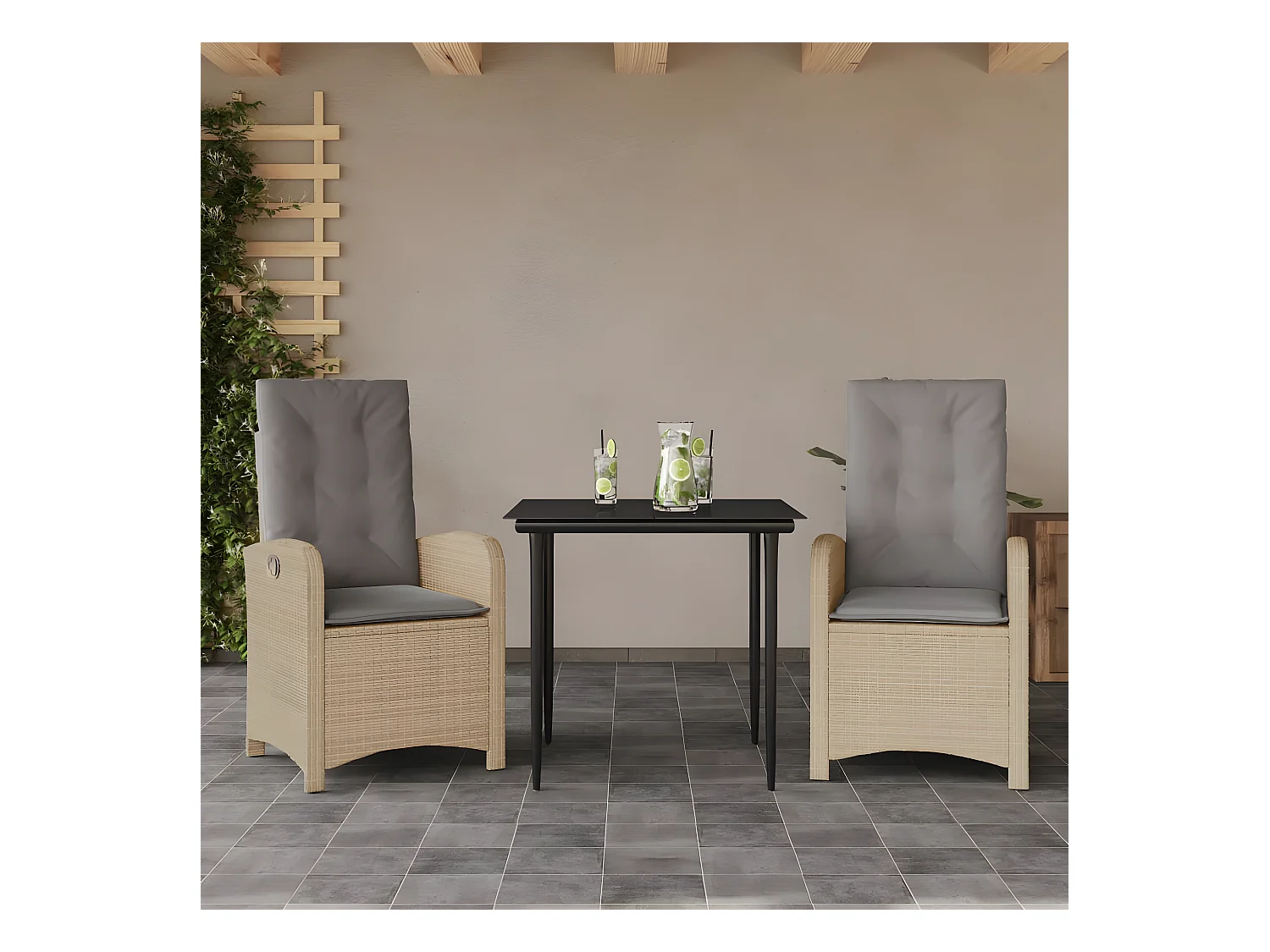 Ensemble à manger de jardin et coussins 3 pcs mélange beige BE48553