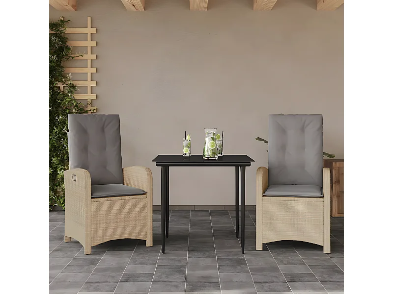 Ensemble à manger de jardin et coussins 3 pcs mélange beige BE48553