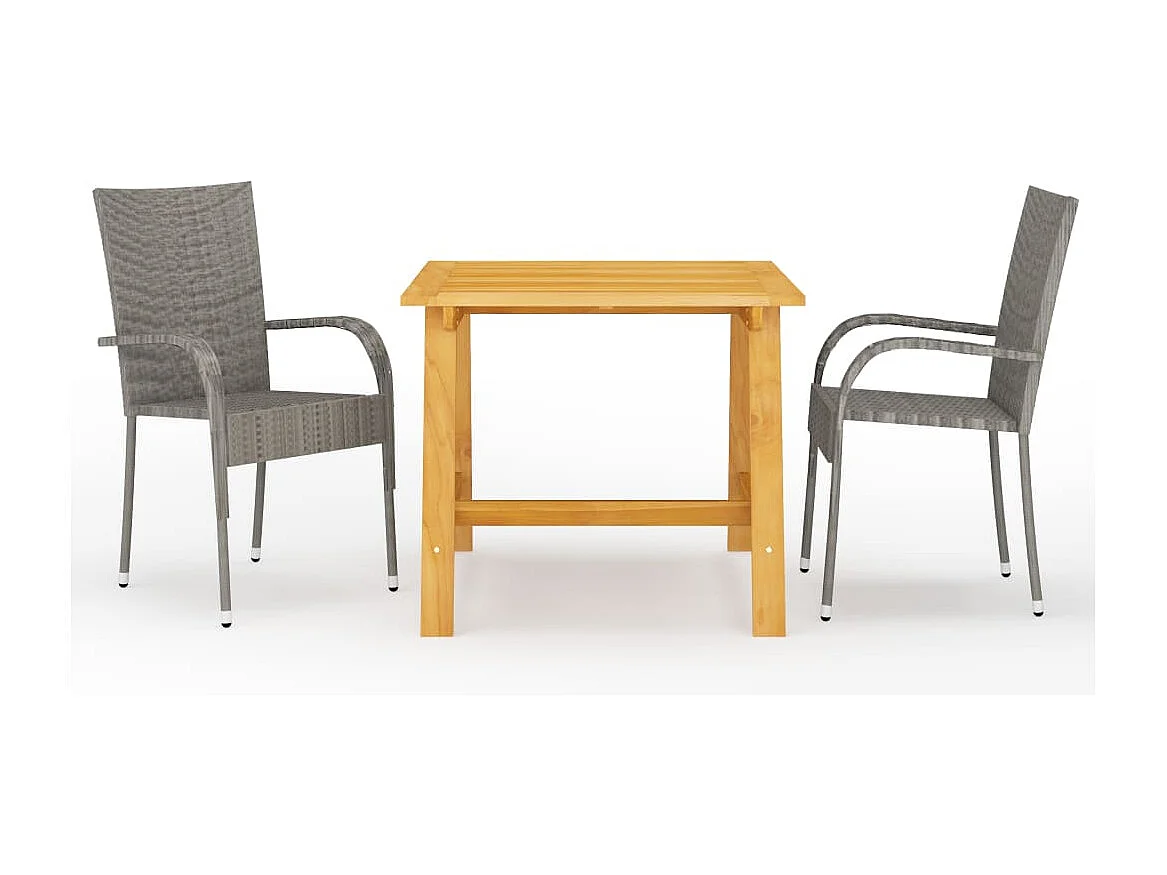 Ensemble de salle à manger de jardin 3 pcs Gris BE29597