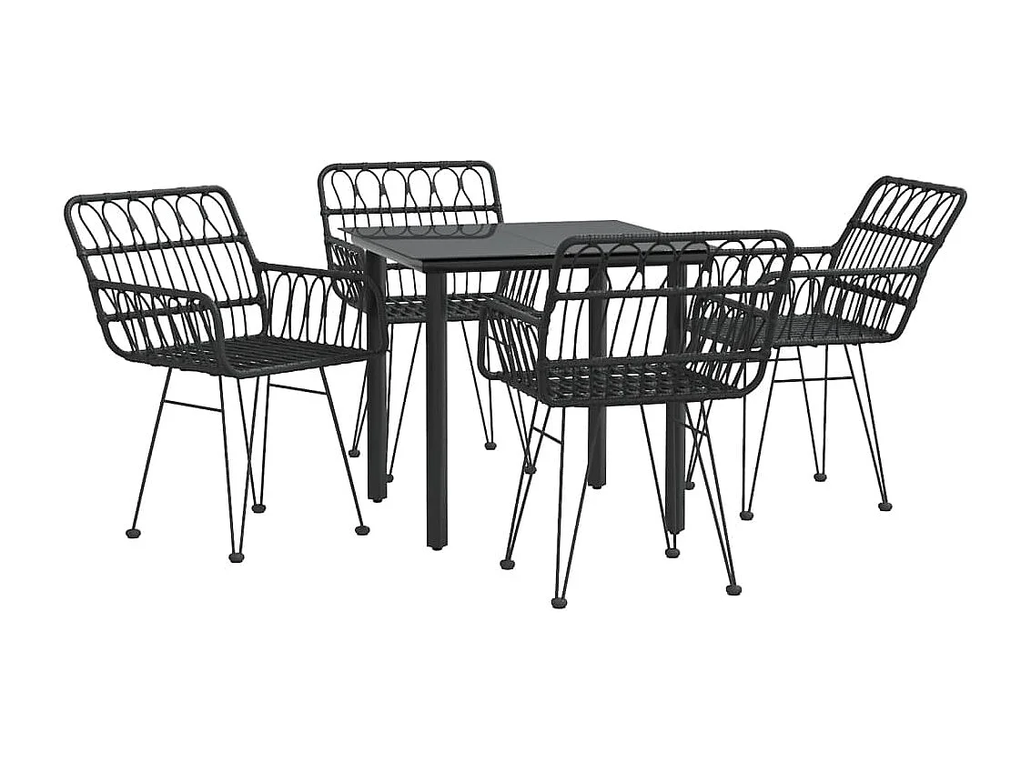 Ensemble à manger de jardin 5 pcs Noir Résine tressée BE53990