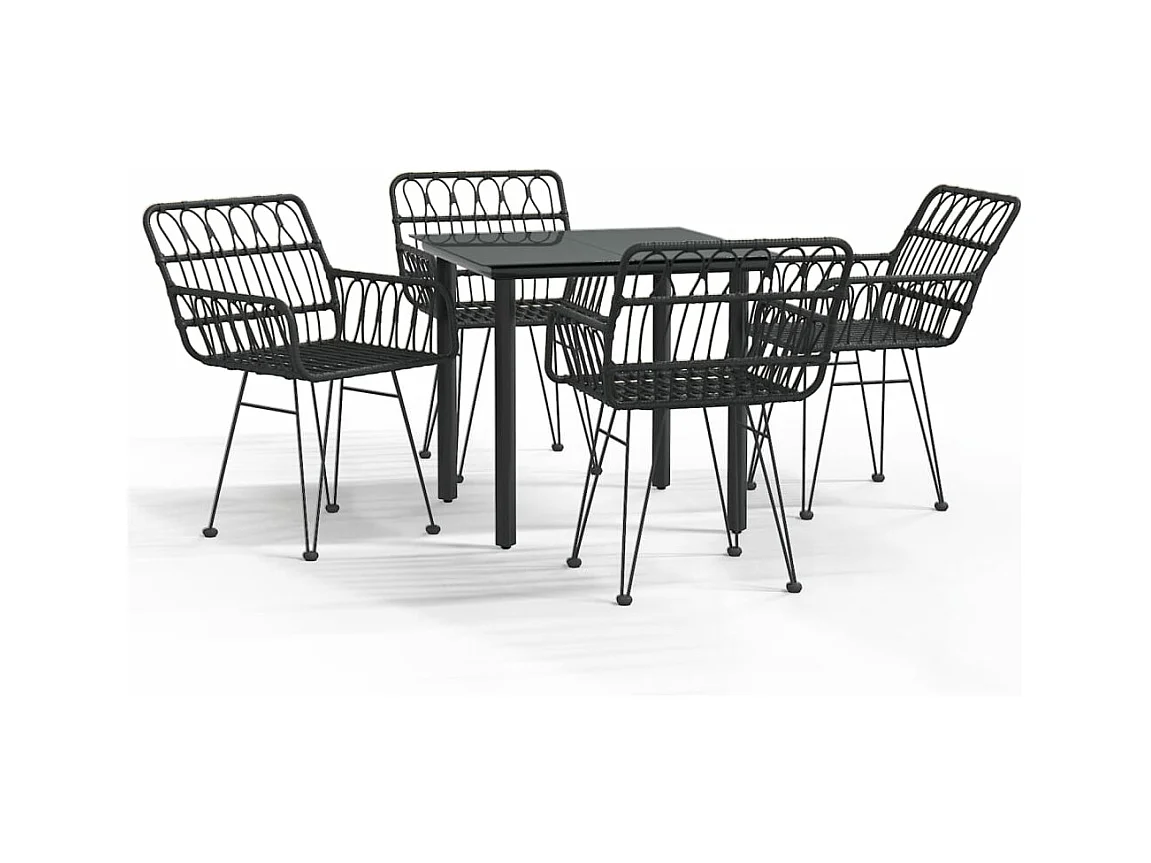 5-delige Tuinset poly rattan zwart NL206086