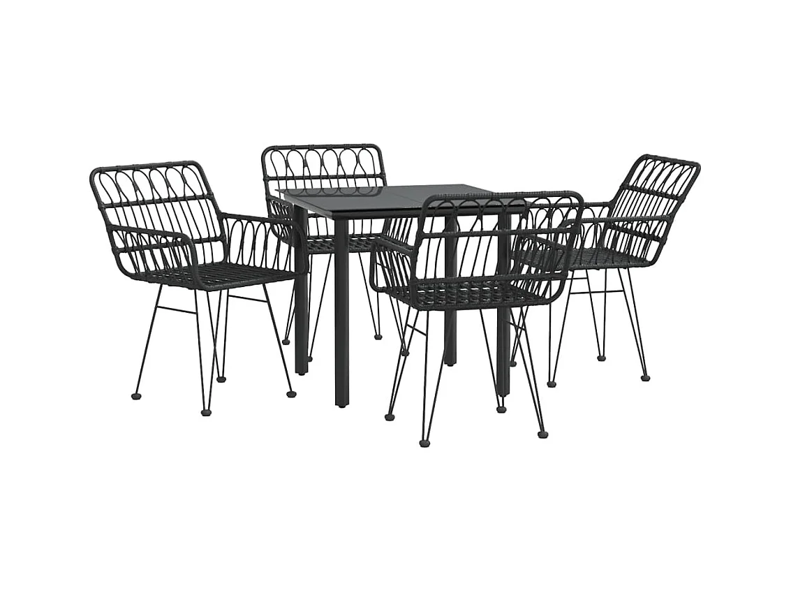 5-delige Tuinset poly rattan zwart NL206086