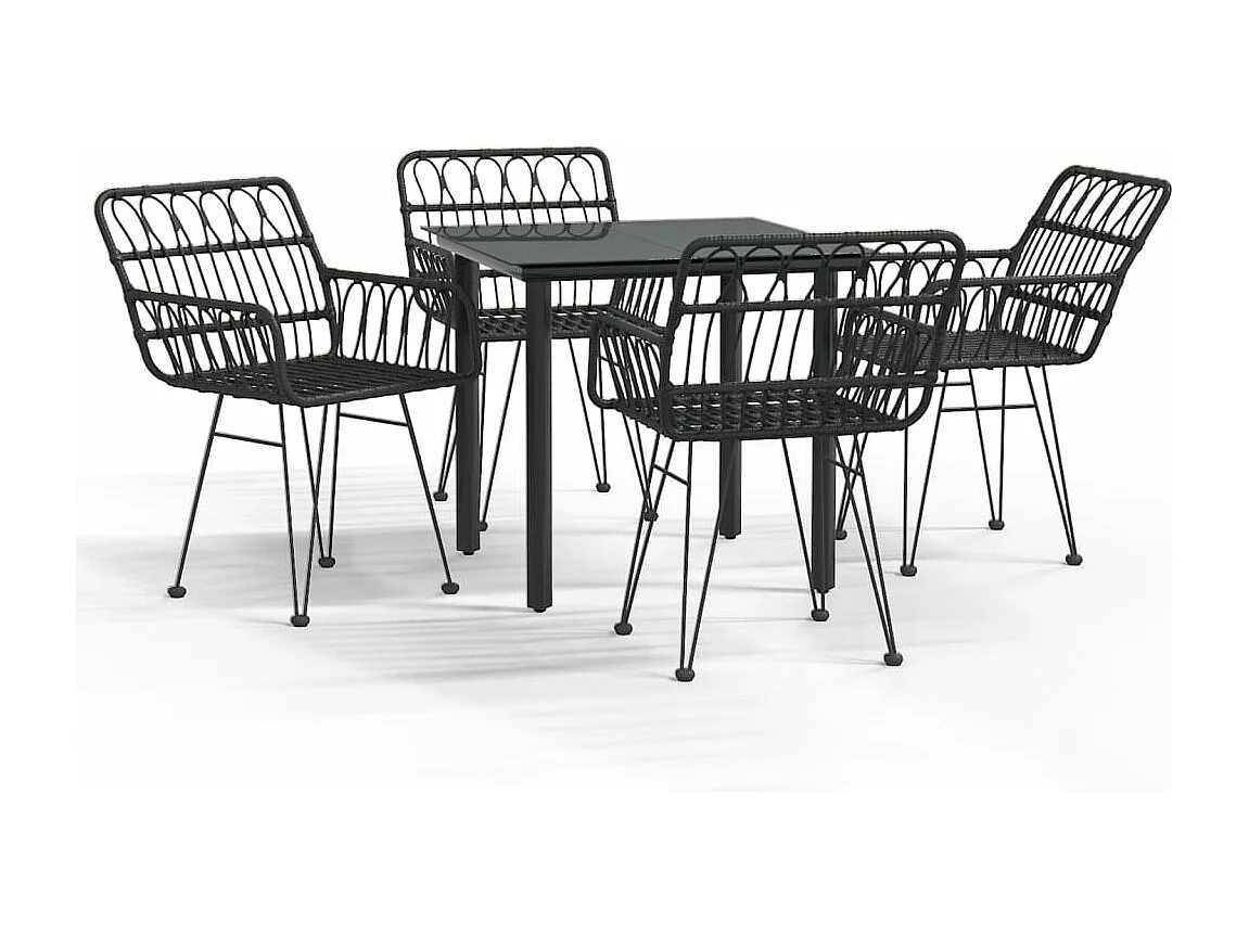 Ensemble à manger de jardin 5 pcs Noir Résine tressée BE53990