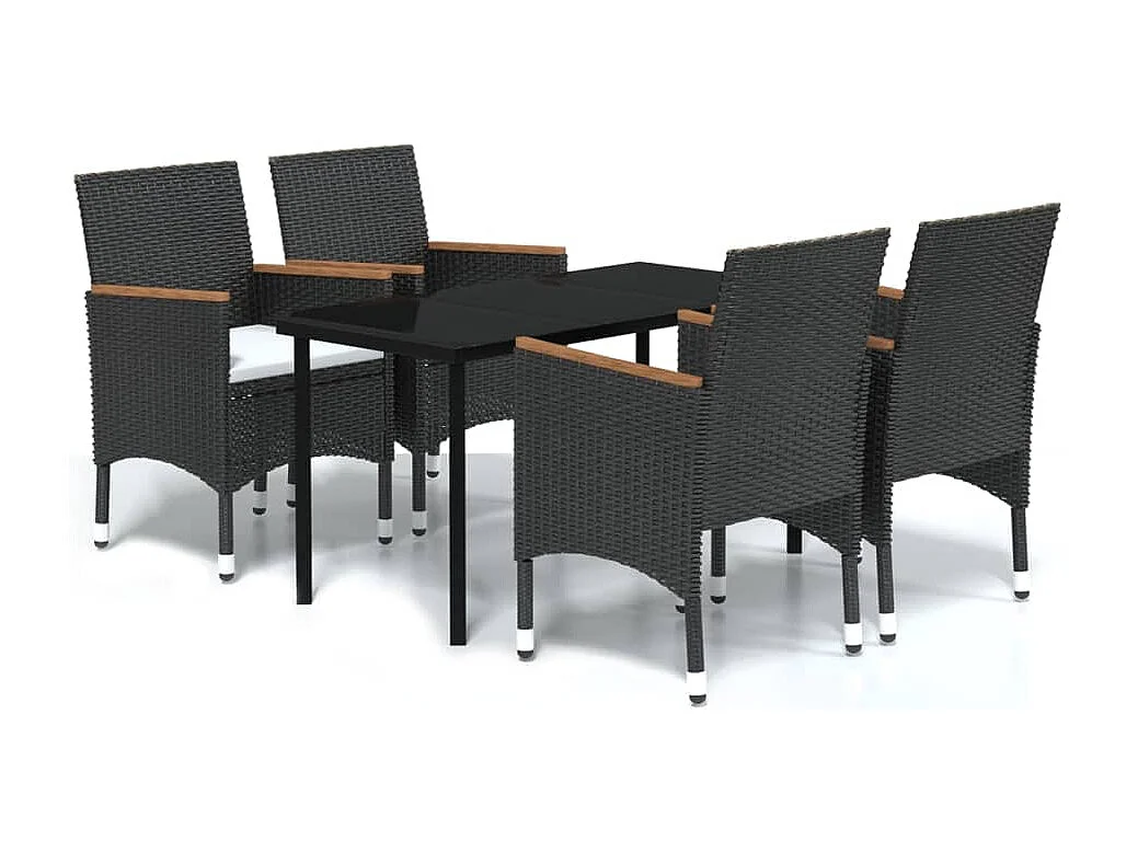 Ensemble à manger de jardin avec coussins 5 pcs Noir GFDF55598