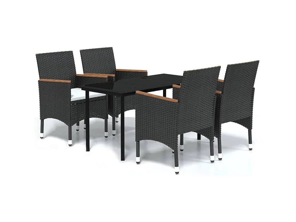 Ensemble à manger de jardin avec coussins 5 pcs Noir GFDF55598