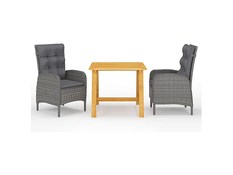 3-tlg. Garten-Essgruppe,Gartensitzgruppe Grau -gkd60419