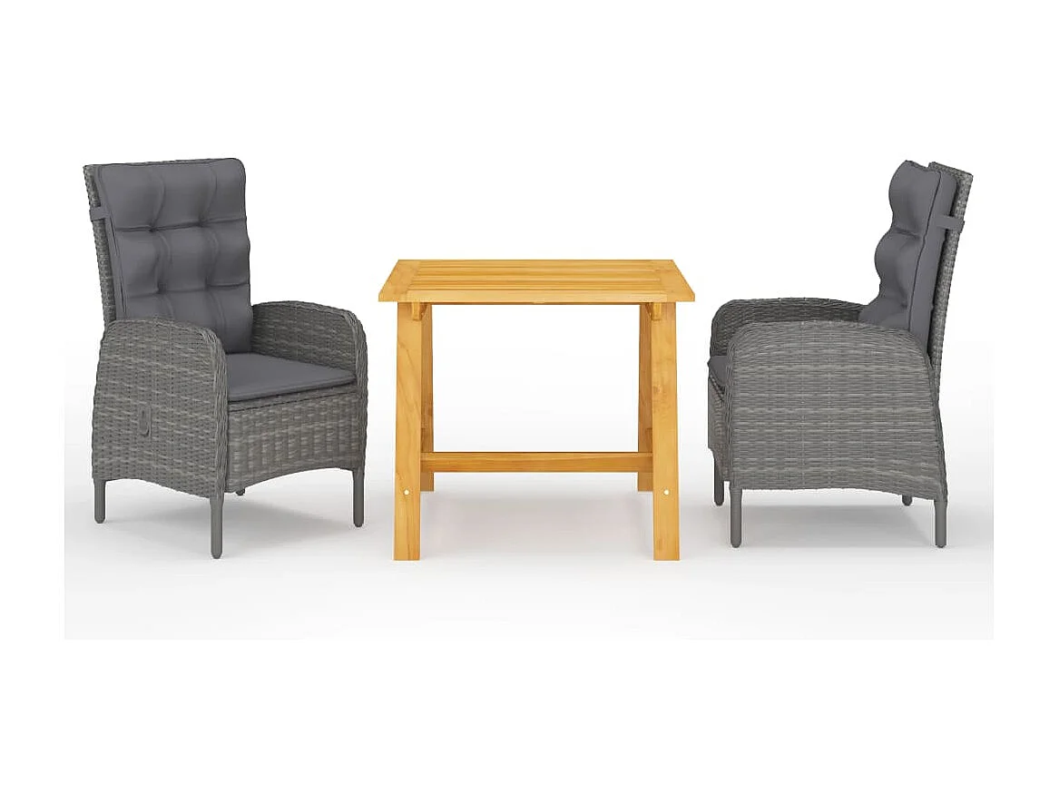 Ensemble de salle à manger de jardin 3 pcs Gris GFDF65615