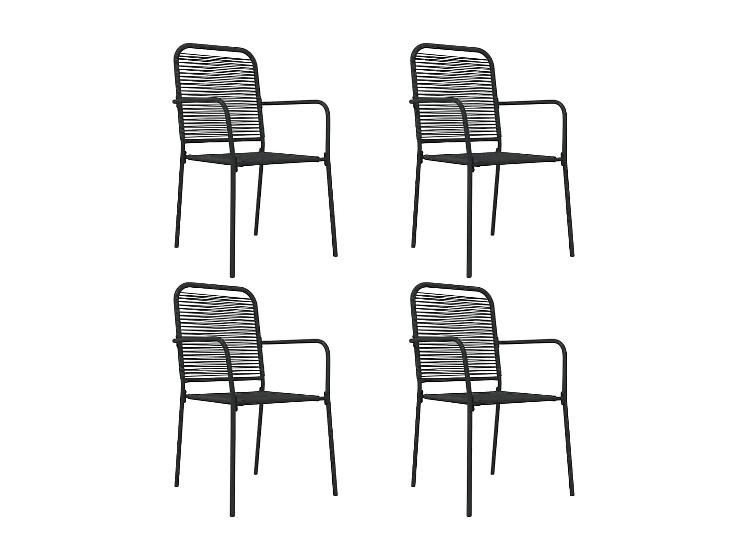 5 pcs conjunto de jantar p/ jardim corda de algodão e aço preto PT537441