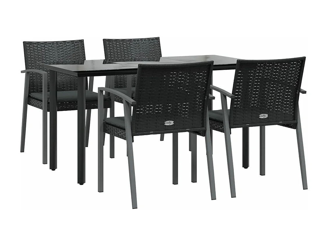 5-tlg. Garten-Essgruppe,Gartensitzgruppe mit Kissen Poly Rattan und Stahl -gkd80886