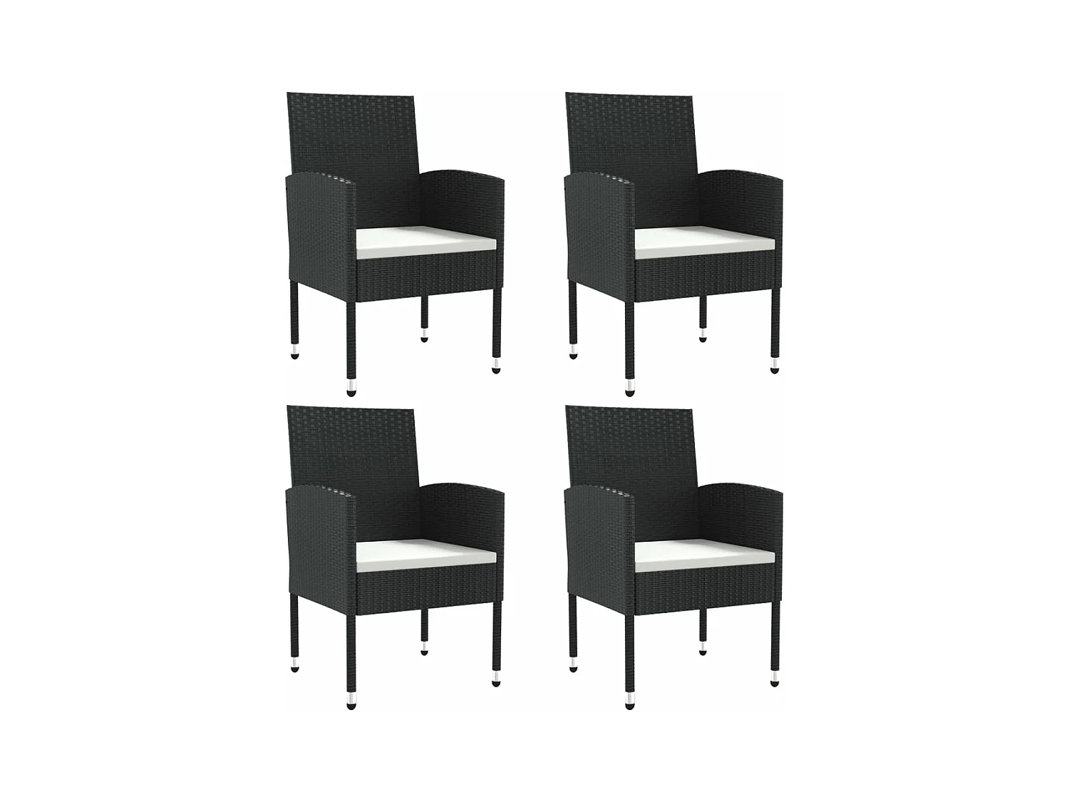 5-tlg. Garten-Essgruppe,Gartensitzgruppe Schwarz Poly Rattan und Stahl -gkd52703