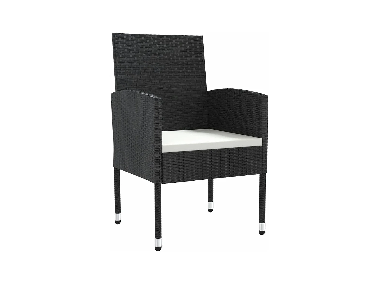 5-tlg. Garten-Essgruppe,Gartensitzgruppe Schwarz Poly Rattan und Stahl -gkd52703