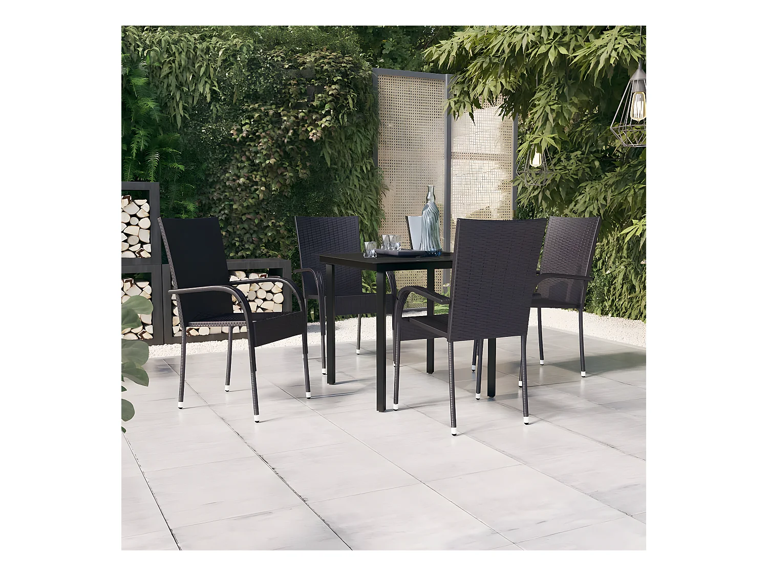 Ensemble de salle à manger d'extérieur 5 pcs Noir BE15577
