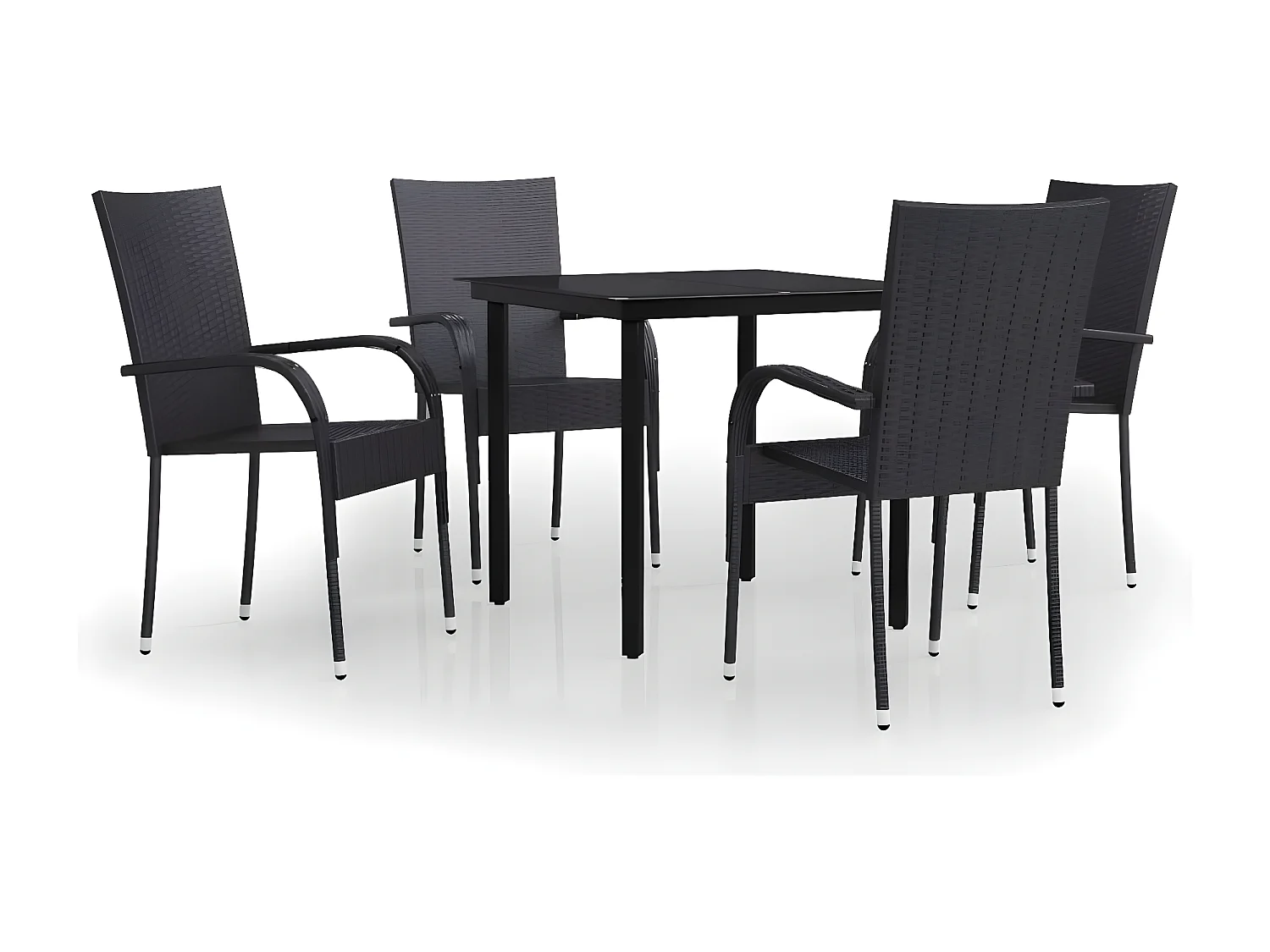 Comedor de jardín 5 piezas negro YOE63031